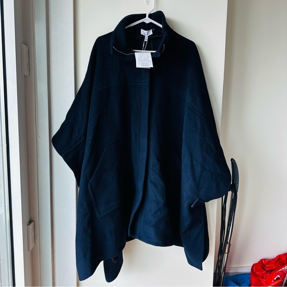 NWT & Other Stories Wool Blend Workwear Cape Coat in Navy Blue - Size XS/S - Picture 6 of 12